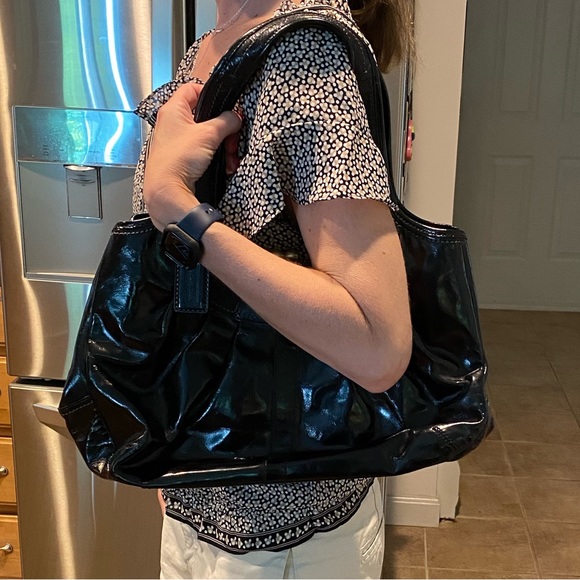 Coach Ergo Patent Leather Black Kisslock Leather Shoulder Bag Purse 12520 - Picture 17 of 17